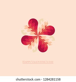 Composition of stylized hearts on a light background. Modern flat design. Happy Valentine`s day postcard. Creative wallpaper with symbol of love. Romantic poster, ivitation. Vector illustration.