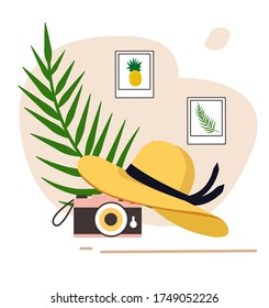 
composition of summer accessories 
for her