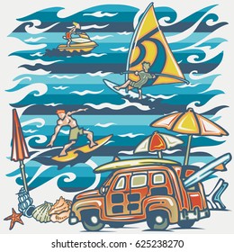 Composition of surfers