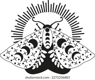 Composition Tarot Mystery Moon Moth vector illustration