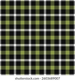 Composition tartan background vector, delicate seamless texture pattern. Antique fabric textile plaid check in black and lime colors palette.