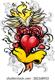 Composition in tattoo style with heart