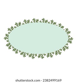 A composition template made of marine plants, ideal for postcards, prints, invitations, birthday greeting cards. Seamless border. Vector illustration.