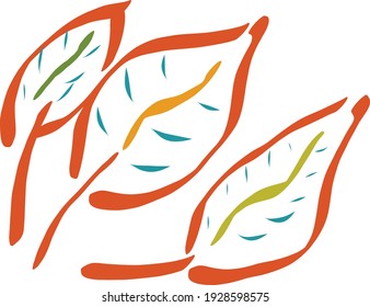 A composition of three abstract leaves on white background.