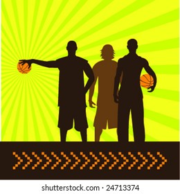 composition of three basketball players