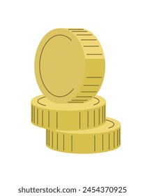 A composition of three golden coins or or playing tokens. Vector illustration