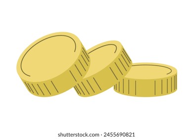 Eine Komposition aus drei goldenen Münzen oder Spielmarken. Vektorillustration