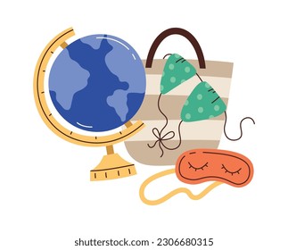 Composición de elementos de viaje Ilustración del Vector Globe y swift