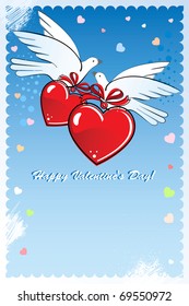 Composition with two doves and hearts to the Valentine's Day or  wedding.