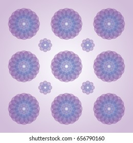 Composition of two flowers. Both in shades of violet. Cover in smooth violet gradient. Complex artwork.