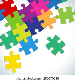 The composition of the unfinished puzzle on a white background.