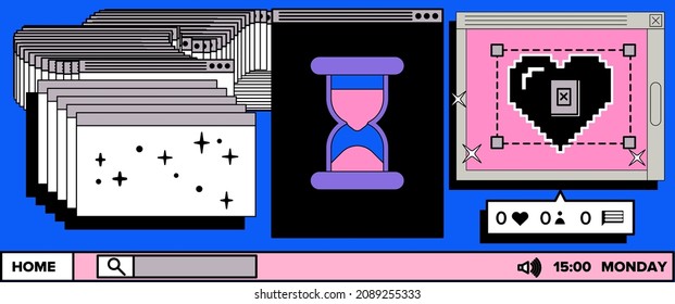 Composition of user interface elements. Conceptual illustration of UI and UX design, Web Development.