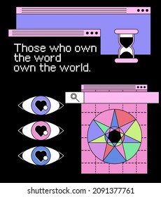 Composition of user interface elements. Conceptual illustration of UI and UX design, Web Development.