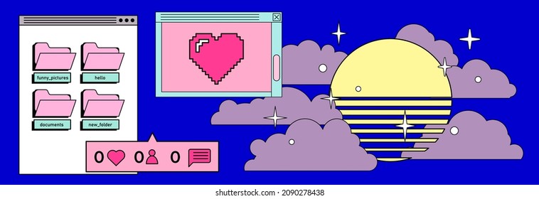 Composition of user interface elements. Vector illustration.