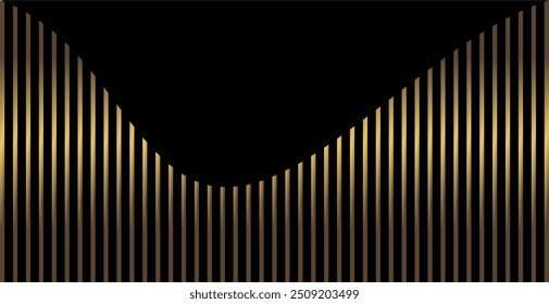 a composition of vertical line reinforcement that forms a curved line with brown and gold colors and a black background as inspiration for the background of visual communication design