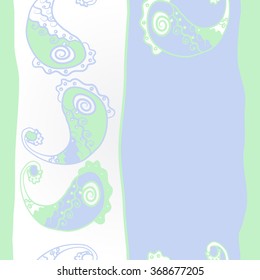 Composition of vertical  oriental pattern, doodles, spirals, waves, spots, hole, copy space. Hand drawn.