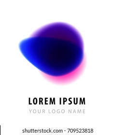 Composition of vibrant colorful blurry shapes, mix of watercolor drops. Logotype template for fine art studio, museum, exhibition ect.