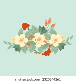 Composition of vintage flowers and leaves