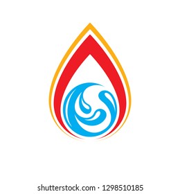 Composition of water and fire elements, nature power.