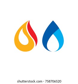 Composition of water and fire elements, nature power.