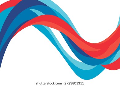 Composition of wavy lines in red and blue that intertwine
