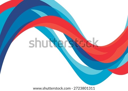 Composition of wavy lines in red and blue that intertwine