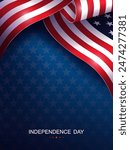 Composition with wavy USA flag, the national symbol of America.