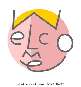 Composition of "Welcome" Alphabets like a Human Face. Vector Illustration for Icon, Logo, Banner or Graphic Design.