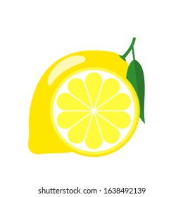 Composition of whole lemon and slice. Vector illustration