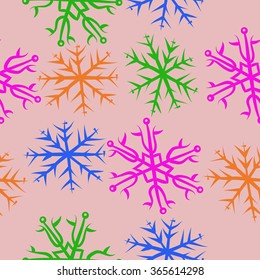 Composition of  winter seamless pattern, doodles,snowflakes, zigzag, hole, spots. Hand drawn.