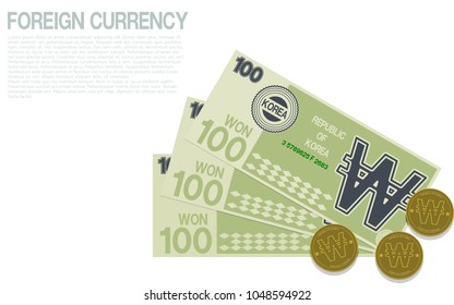 Composition of won currency on transparent background
