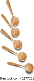 composición de cucharas de madera.  dibujo vectorial realista, sin fondo. Perfecto para cualquier anuncio, escaparate, menú o tabla