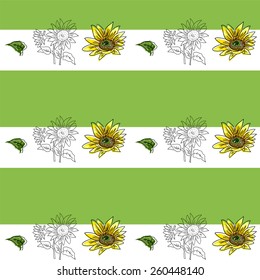 The Composition of Yellow Sunflower Painted in Watercolor for your Design