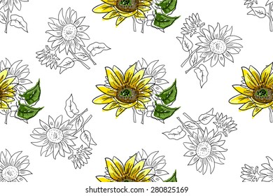 The composition of yellow sunflower for your design