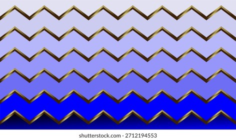 Komposition von Zick-Zack-Linien in Gold und Braun auf blauem Hintergrund als Inspiration für visuelles Kommunikationsdesign