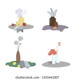 Compositions with Vases and Dry Flowers