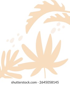 composition,Stylized tropical leaves with abstract shapes in a flat design. Simplified foliage forms create a modern botanical theme. Cartoon vector illustration.