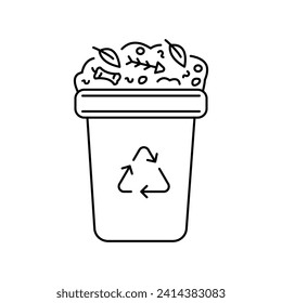 Compost barrel color line icon. Composting. Vector isolated element. Editable stroke.