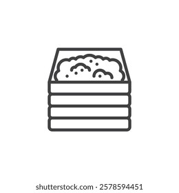 Compost Bin line icon. linear style sign for mobile concept and web design. A rectangular bin with a compost outline vector icon. Recycling organic waste symbol, logo illustration. Vector graphics