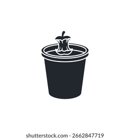 Compostagem com resíduos orgânicos. Simboliza a reciclagem de restos de alimentos, o enriquecimento do solo, a jardinagem e a redução de resíduos de aterros.