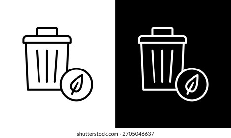 Diseño de conjunto de iconos blancos de contorno de contenedor de compost