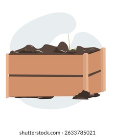 Caixa de compostagem. solo em caixa de madeira 