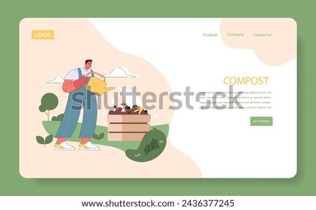 Compost concept. Man enriching soil with organic waste for sustainable growth. Natural fertilization enhancing garden health.