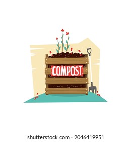 Compost heap with organic waste. A creative concept on a white background for the design of a banner or website. Vector illustration. Flat style.