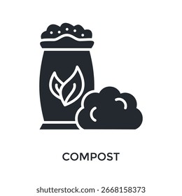 Compost Icon Glyph Style. Vector Illustration For Graphic Design