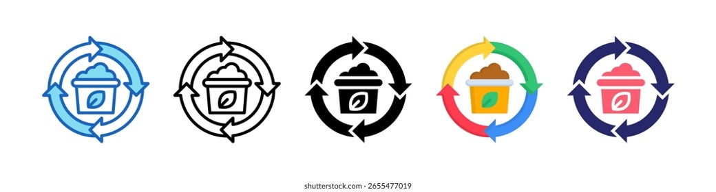 Compost Icon Multiple Style Set Collection.