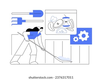 Compost isolated cartoon vector illustrations. Young farmer woman takes out a compost, fertilize and improve the soil, modern agriculture, organic farming, recycling waste usage vector cartoon.
