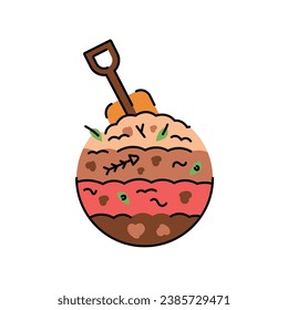 Compost layer of soil color line icon. Composting. Vector isolated element. Editable stroke.