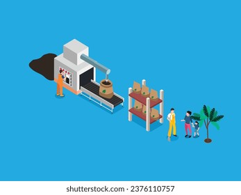 Compost making process isometric 3d vector illustration concept 