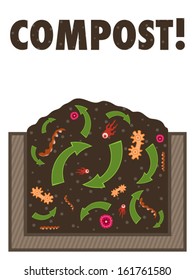 Compost organic waste recycling  to soil vector illustration